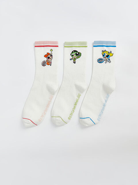 LCW DREAM Powerpuff Girls Baskılı Kadın Soket Çorap 3'lü Paket - W4FV00Z8-FDU