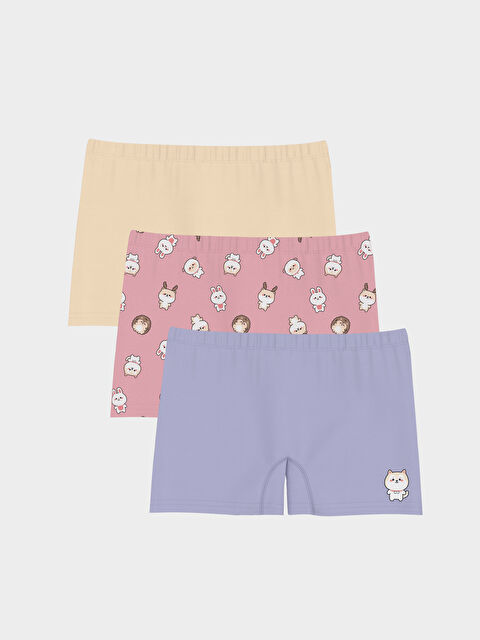 LCW Kids Baskılı Kız Çocuk Boxer 3'lü - W4FY58Z4-LT4