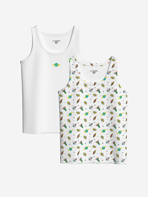 LCW Kids Bisiklet Yaka Erkek Çocuk Atlet 2'li - W4G138Z4-LU7