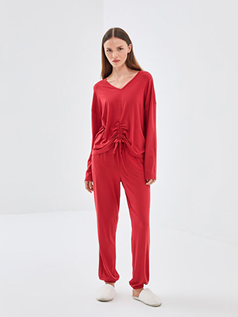 LCW DREAM V Yaka Kadın Pijama Takımı - W4G340Z8-HKD
