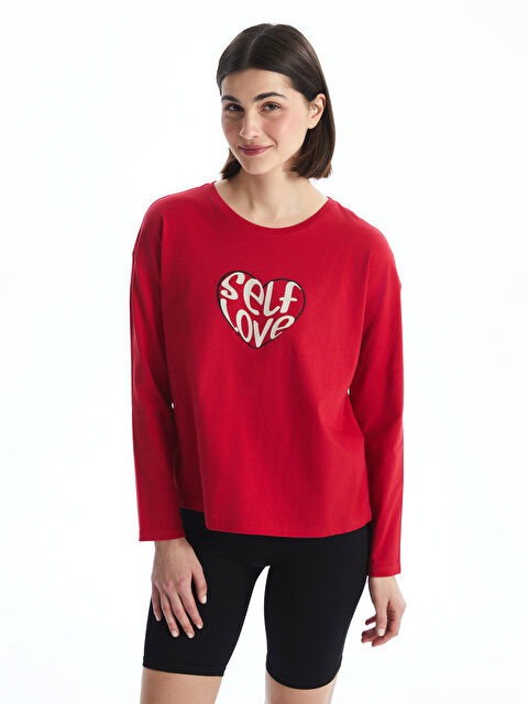 LCW DREAM Bisiklet Yaka Baskılı Kadın Pijama Üst - W4G345Z8-HKD