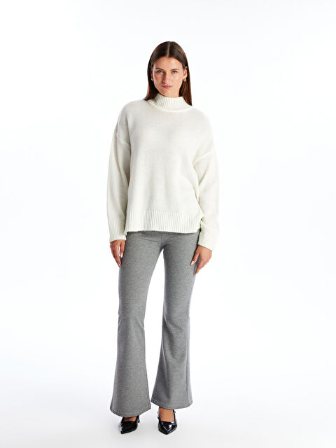 LCW ECO Beli Lastikli Düz İspanyol Paça Kadın Pantolon - W4G424Z8-GCD