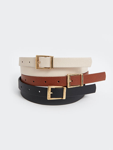 LCW ACCESSORIES Deri Görünümlü Kadın Kemer 3'lü - W4G433Z8-RQL