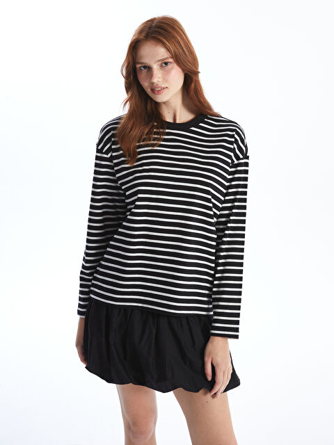 LCW Vision Crew Neck Striped Women's T-Shirt - W4G457Z8-CVL