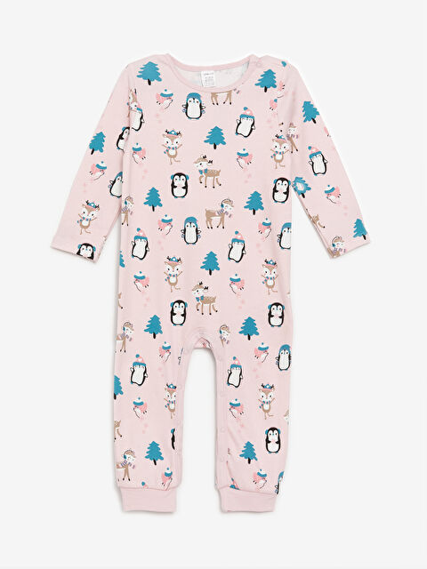 LCW ECO Bisiklet Yaka Uzun Kollu Baskılı Kız Bebek Tulum - W4G539Z1-LSZ