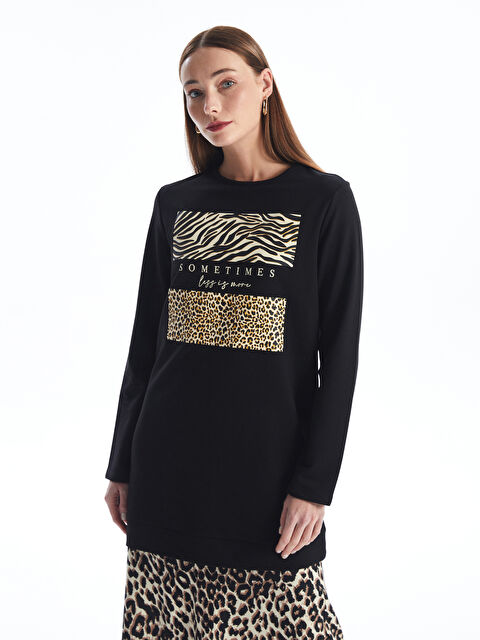 LCW ECO Baskılı Kadın Sweatshirt Tunik - W4G664Z8-HEG