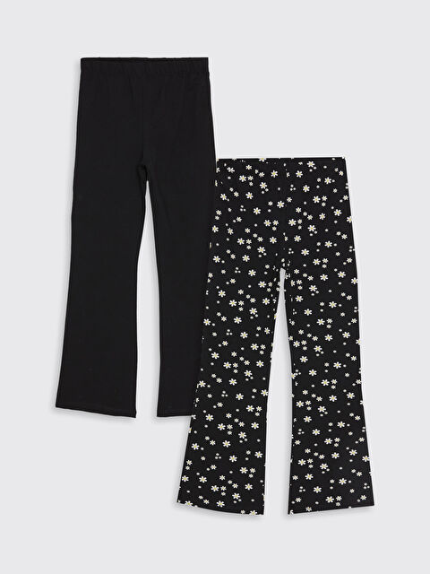 LCW Kids Beli Lastikli İspanyol Paça Kız Çocuk Tayt 2'li - W4G674Z4-LQJ