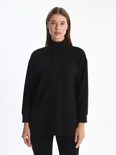 LCW Modest Dik Yaka Oversize Kadın Sweatshirt Tunik - W4G682Z8-CVL