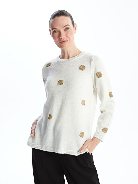 LCW Grace Bisiklet Yaka Puantiyeli Kadın Triko Kazak - W4GA31Z8-R9J