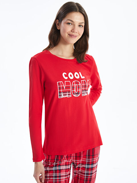 LCW DREAM Bisiklet Yaka Baskılı Kadın Pijama Takımı - W4GB10Z8-LTP