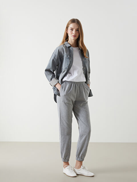 LCW Vision Elasticated Waist Women's Thick Jogger Sweatpants - W4GC12Z8-JMD