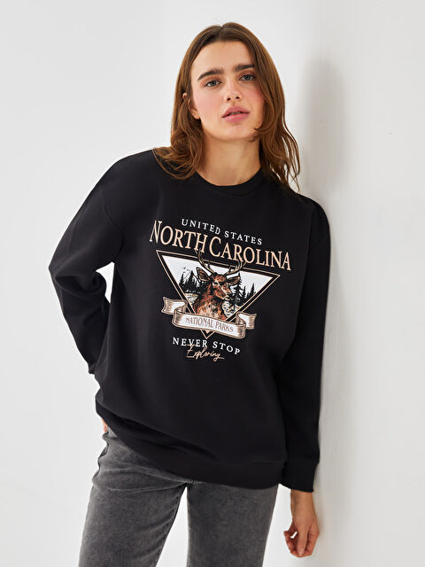 LCW Vision Crew Neck Printed Women's Sweatshirt - W4GC38Z8-CVL