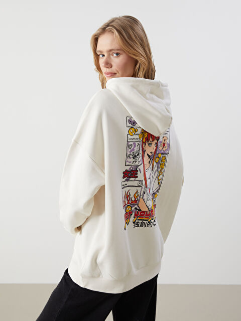LCW Vision Printed Oversize Women's Hoodie - W4GC58Z8-FDU