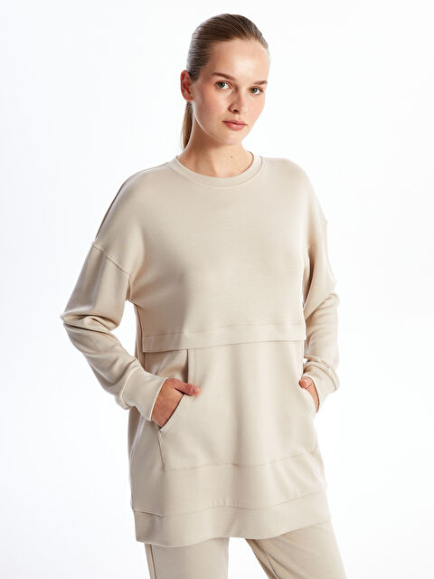 LCW Modest Bisiklet Yaka Kadın Sweatshirt Tunik - W4GD28Z8-QYF