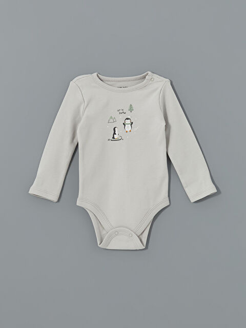 LCW baby Bisiklet Yaka Erkek Bebek Çıtçıtlı Bodysuit - W4GE08Z1-JSB