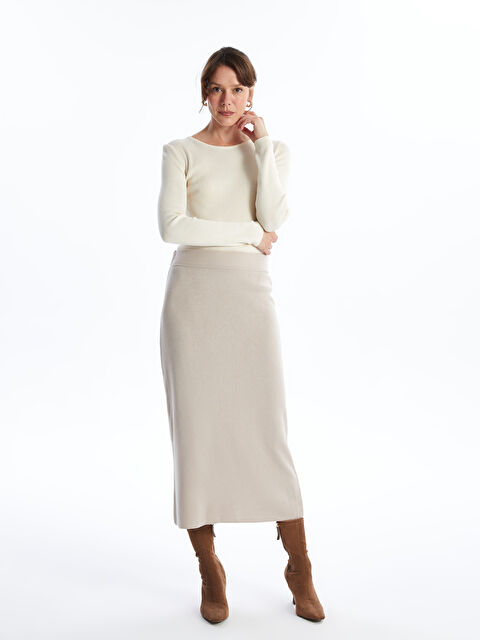 LCWAIKIKI Basic Beli Lastikli Kadın Triko Etek - W4GE60Z8-L8Q