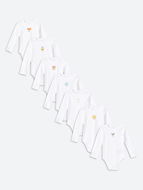 LCW baby Bisiklet Yaka Unisex Çıtçıtlı Body 7'li - W4GF71Z1-FDU