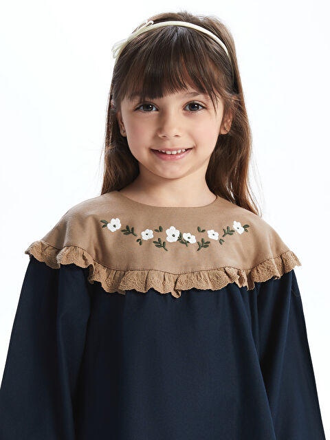 LCW Kids Bisiklet Yaka Nakışlı Kız Çocuk Gömlek - W4GG33Z1-HJK