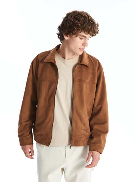 XSIDE Standart Kalıp Gömlek Yaka Süet Erkek Ceket - W4GG57Z8-JJL