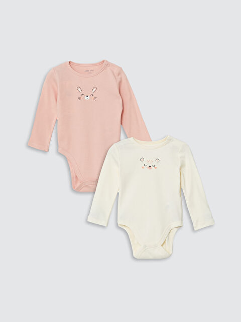 LCW baby Bisiklet Yaka Kız Bebek Çıtçıtlı Bodysuit 2'li - W4GG82Z1-RTL