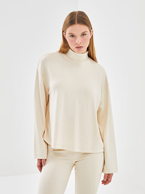 LCW Vision Dik Yaka Oversize Kadın Sweatshirt - W4GJ54Z8-YK3