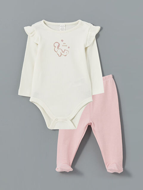 LCW baby Bisiklet Yaka Kız Bebek Hastane Çıkış Seti - W4GJ72Z1-FDL