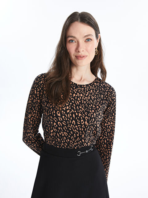 LCW ECO Bisiklet Yaka Desenli Kadın Bluz - W4GM97Z8-LQY