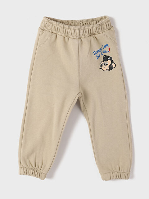 LCW baby بنطال رياضي للأولاد بطبعة قرد نوستالجي مع خصر مطاطي - W4GO56Z1-G8H