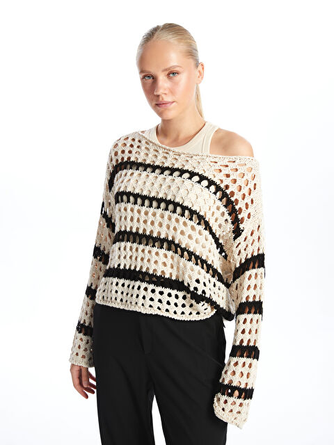 XSIDE Bisiklet Yaka Ajurlu Uzun Kollu Kadın Triko Kazak - W4GO94Z8-LFC