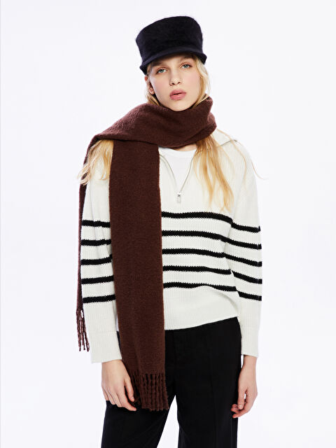 LCW ACCESSORIES Düz Püsküllü Kadın Atkı - W4GP00Z8-ZB0