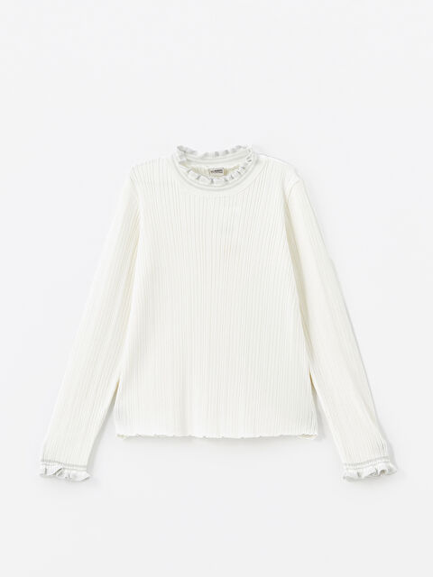 LCW Kids Dik Yaka Uzun Kollu Kız Çocuk Triko Kazak - W4GP47Z4-FDW