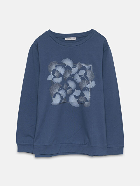 LCW Grace Bisiklet Yaka Baskılı Uzun Kollu Kadın Sweatshirt - W4GP64Z8-HHX