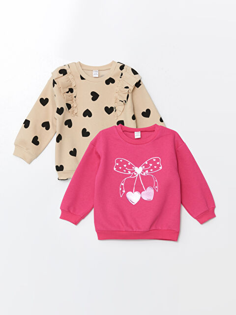 LCW Kids Bisiklet Yaka Kız Çocuk Sweatshirt 2'li - W4GS98Z1-GZ6