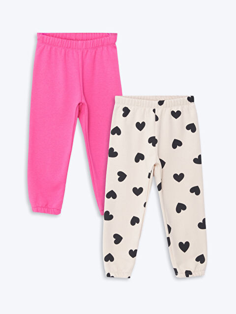 LCW Kids Beli Lastikli Baskılı Kız Çocuk Eşofman Alt 2'li - W4GT00Z1-LRA