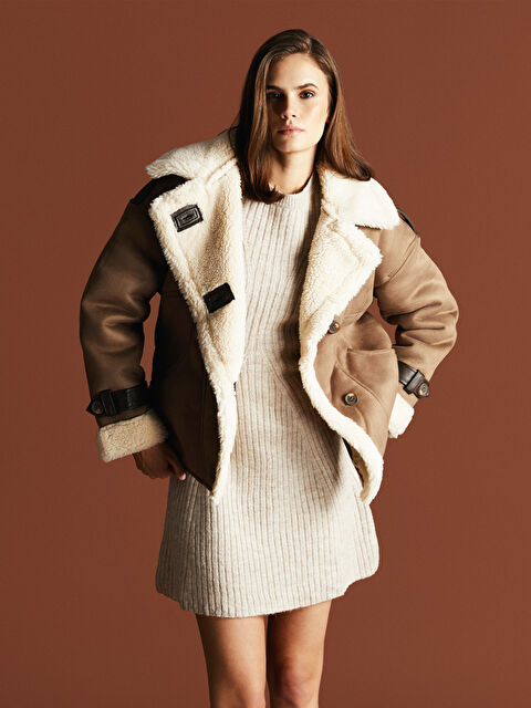 XSIDE Bisiklet Yaka Dokulu Kadın Triko Elbise - W4GT07Z8-EHW