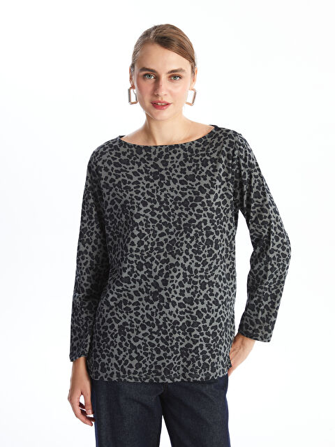 LCW ECO Bisiklet Yaka Desenli Uzun Kollu Kadın Bluz - W4GT67Z8-LQJ