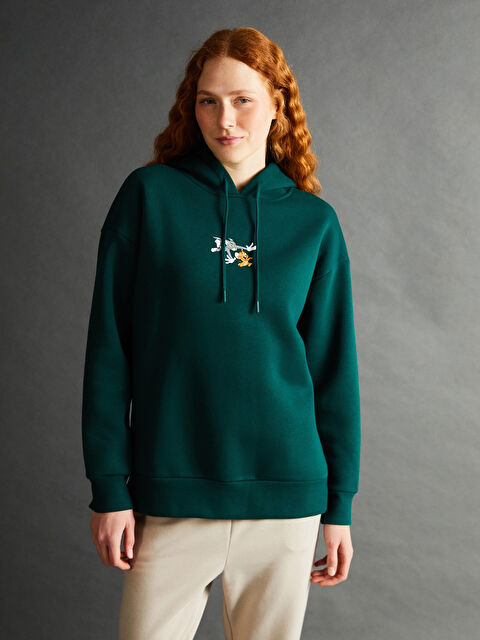 LCW Vision Tom ve Jerry Baskılı Oversize Kadın Kalın Hoodie - W4GT81Z8-HLW
