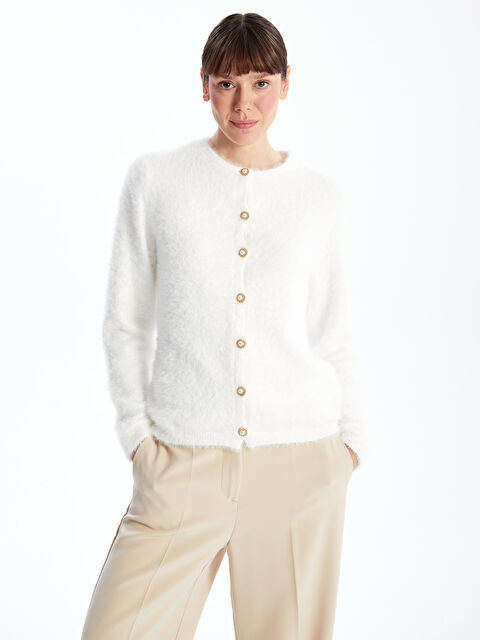 LCWAIKIKI Basic Bisiklet Yaka Kadın Triko Hırka - W4GT82Z8-R9J