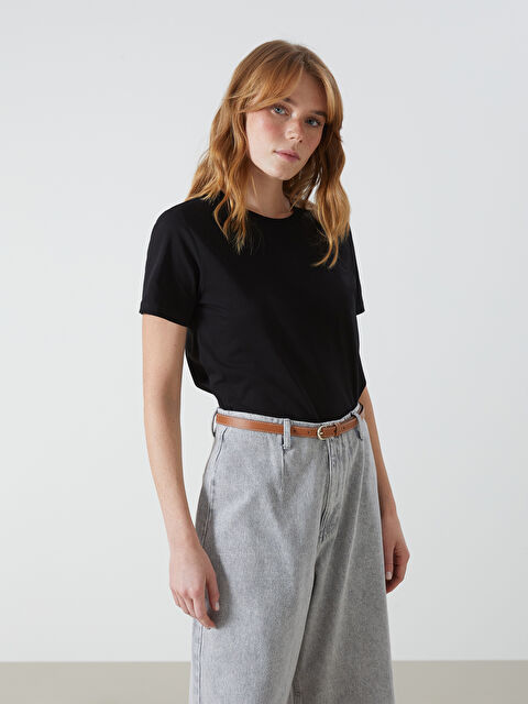 XSIDE Bisiklet Yaka Kadın Tişört - W4GV24Z8-CVL