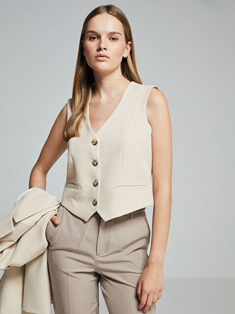 LCW Vision V Yaka Kadın Klasik Yelek - W4GV33Z8-Q6M