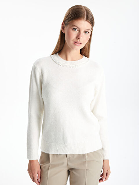 LCWAIKIKI Basic Bisiklet Yaka Kadın Triko Kazak - W4GV37Z8-R9J