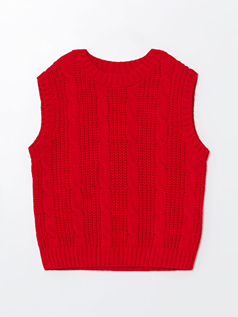 LCW Kids Bisiklet Yaka Kız Çocuk Triko Süveter - W4H221Z4-GZL