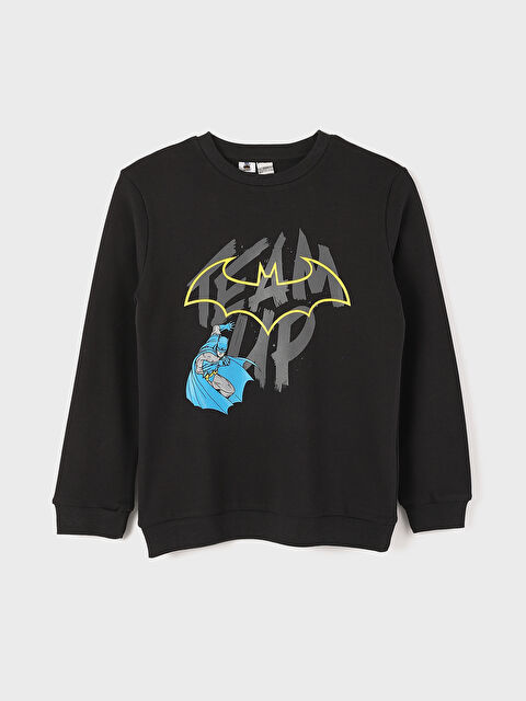 LCW Kids Crew Neck Batman Printed Long Sleeve Boys' Sweatshirt - W4H266Z4-JTK