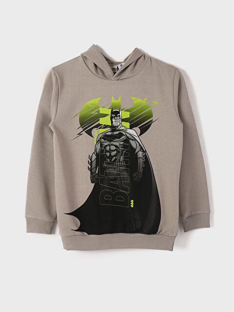 LCW Kids Hooded Batman Printed Long Sleeve Boys' Sweatshirt - W4H270Z4-GHM