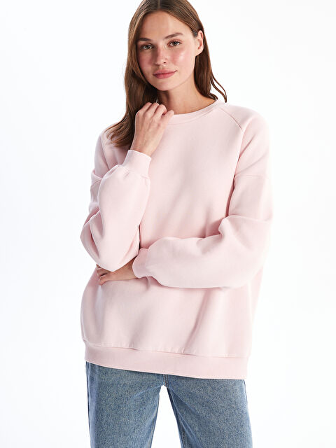 XSIDE Bisiklet Yaka Oversize Kadın Kalın Sweatshirt - W4H309Z8-YBN