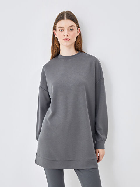 LCW Modest Bisiklet Yaka Kadın Sweatshirt Tunik - W4H318Z8-HGL