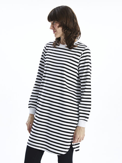 LCWAIKIKI Classic Crew Neck Striped Long Sleeve Women's Sweatshirt Tunic - W4H489Z8-LEG