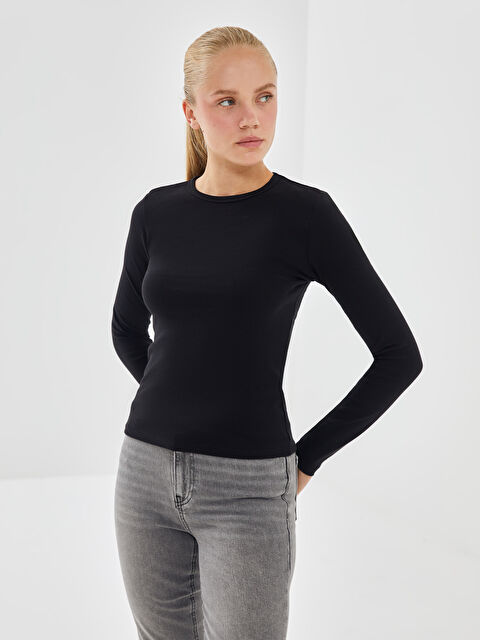 XSIDE Bisiklet Yaka Düz Uzun Kollu Kadın Body - W4H499Z8-CVL