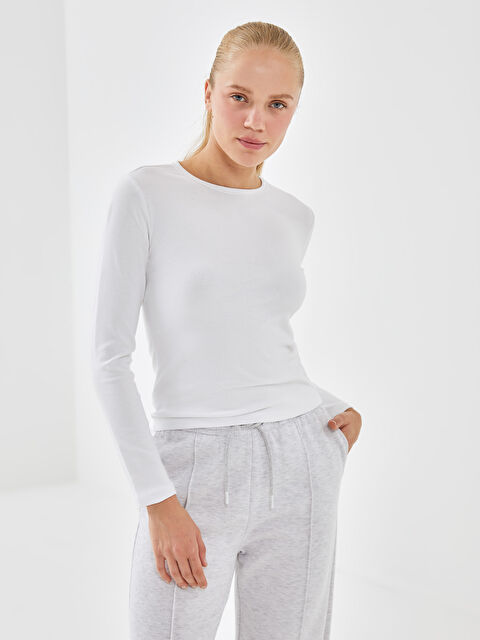 XSIDE Bisiklet Yaka Düz Uzun Kollu Kadın Body - W4H499Z8-Q6K