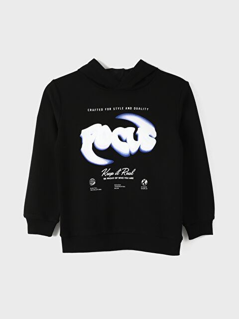 LCW Kids Hooded Printed Long Sleeve Boys' Sweatshirt - W4H535Z4-CVL